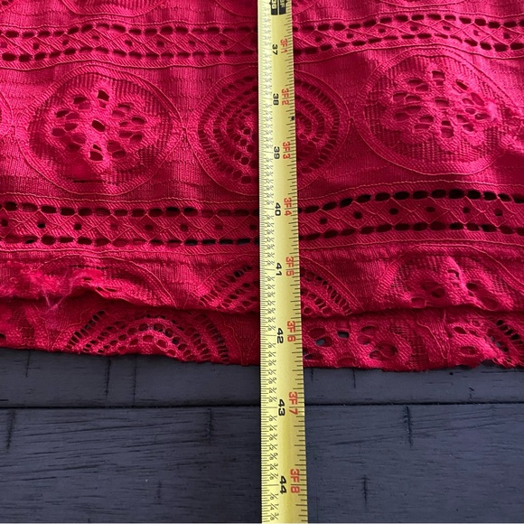 Sharagano Vibrant Red Lace Short Sleeve Midi Dress Size 6 - Picture 12 of 13